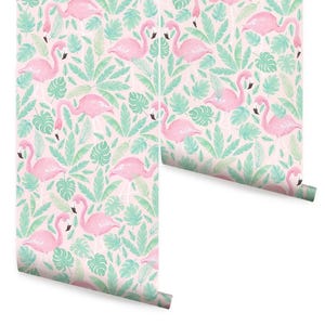 Tropical Flamingo Pink Wallpaper Mural