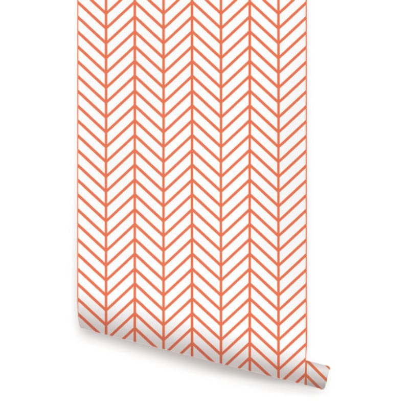 Herringbone Line Orange Peel & Stick Wallpaper Repositionable - Etsy