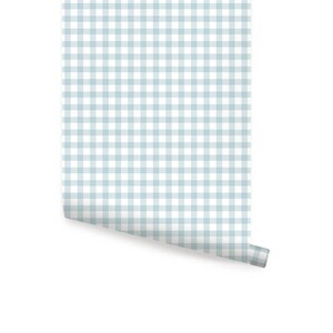 Gingham Check Pattern Dusky Blue   Wallpaper