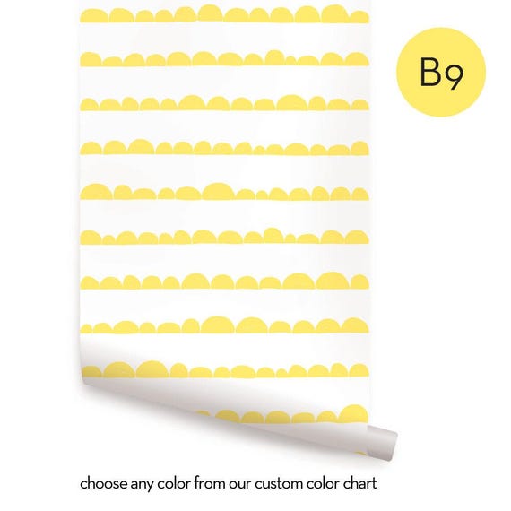 Semicircle Ribbons Pattern Wall Covering | Custom Color | Peel and Stick or Unpasted Wallpaper Mural | Non-toxic