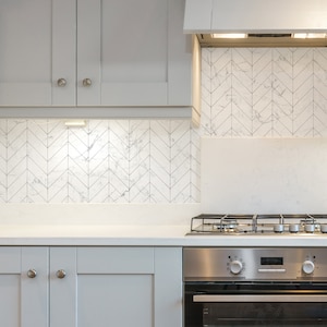 Chevron Marble, Grey,   Peel and Stick Backsplash Wallpaper