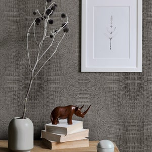 Crocodile Wallpaper, Grey, Repositionable Wallpaper - Etsy