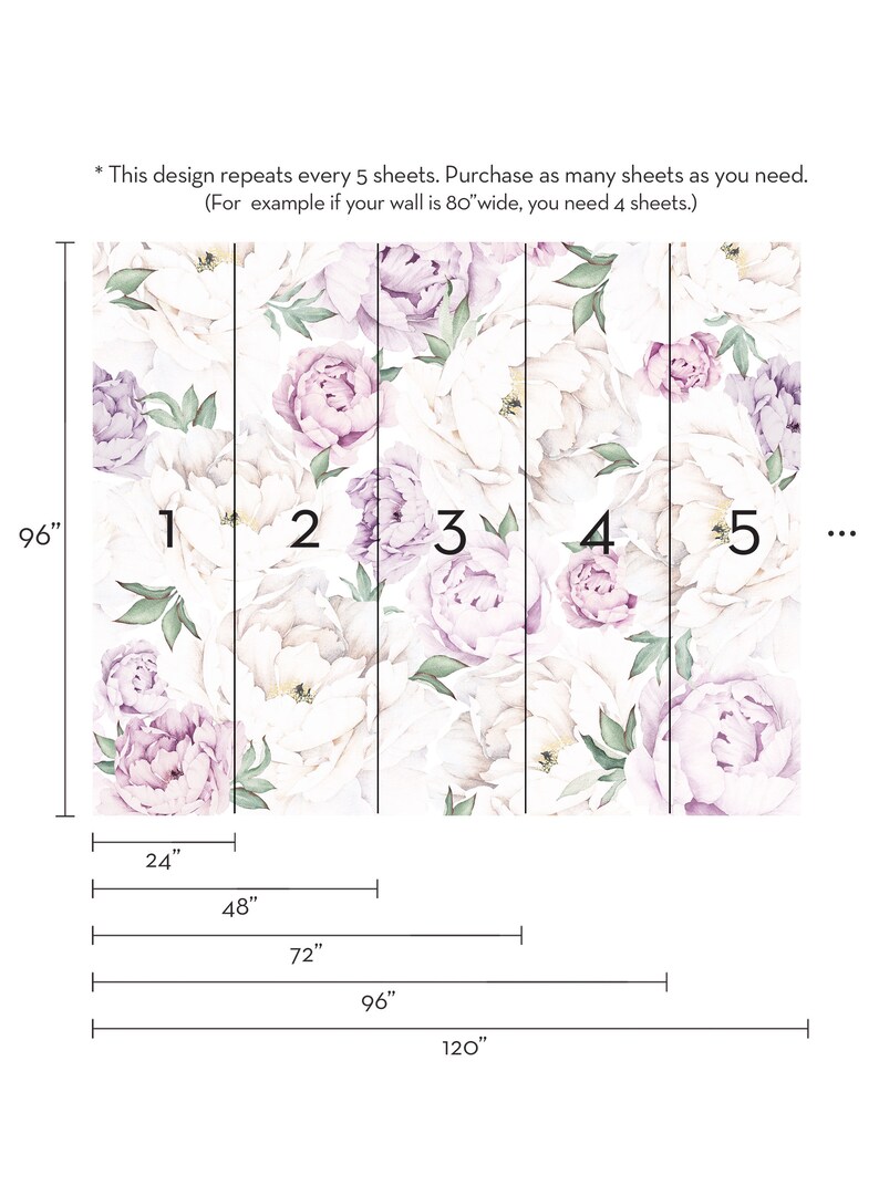 Peony Flower Mural Wallpaper Lilac Watercolor Peony Extra | Etsy