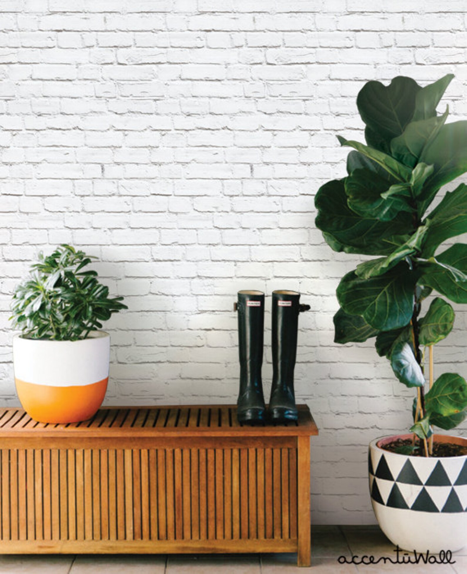 Removable Wallpaper White Brick Modern Clean Look Wallpaper Etsy