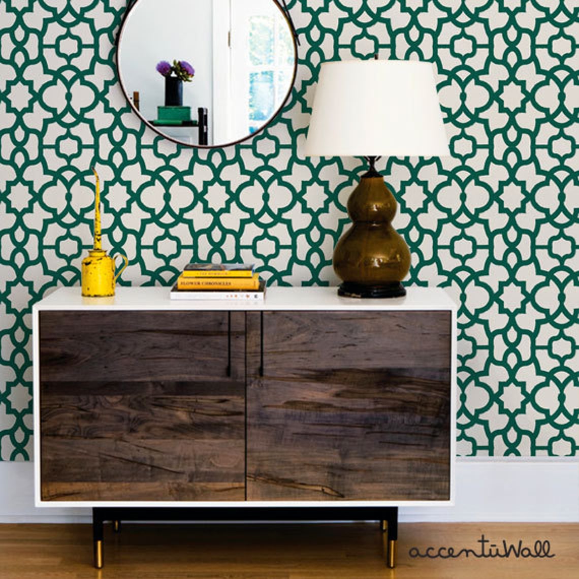 Trellis Forest Green Peel & Stick Fabric Wallpaper Etsy