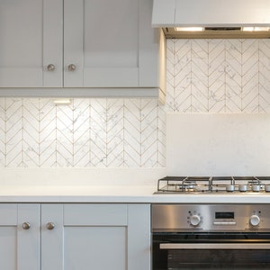 Chevron Marble, Copper gold, Peel and Stick Backsplash Wallpaper