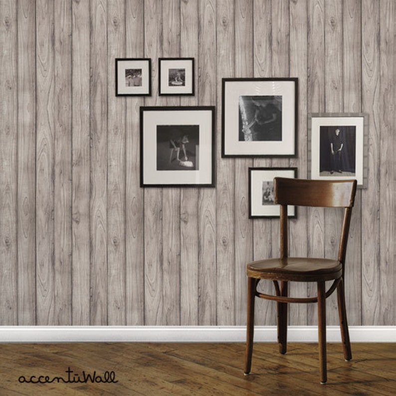 Grey Wood Peel and Stick Wallpaper Repositionable image 3