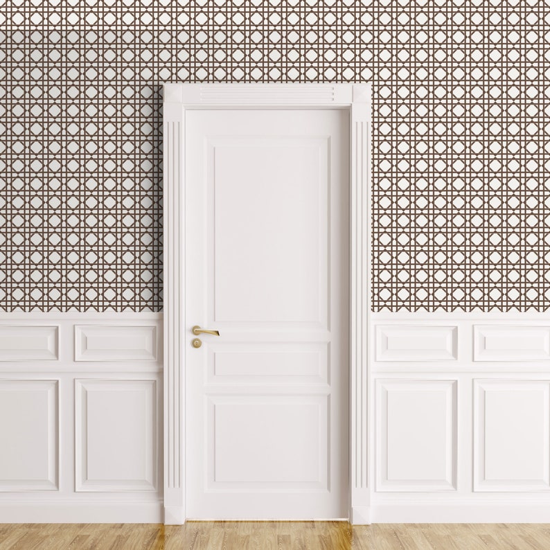 Geometric Brown Peel /& Stick Fabric Wallpaper Repositionable