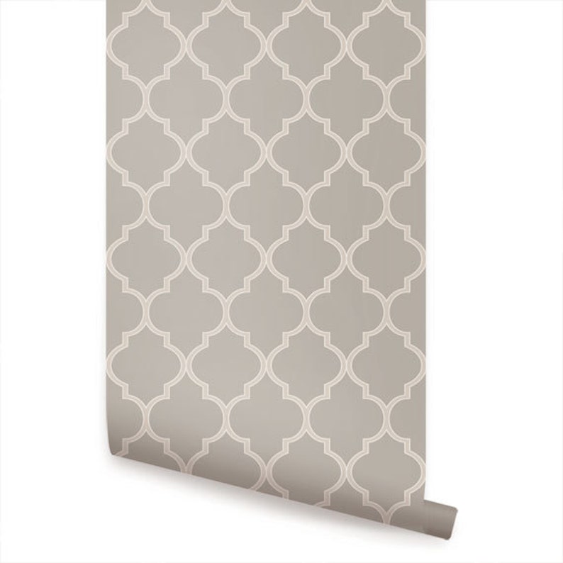 Moroccan Warm Grey Peel /& Stick Fabric Wallpaper Repositionable