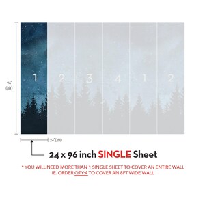 Forest Trees Night Scene Mural Wallpaper, Navy, Extra Large Wall Art ...