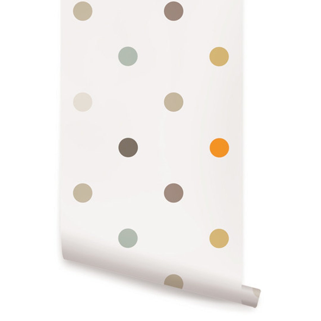 Polka Dot Orange Peel & Stick Wallpaper Repositionable Etsy