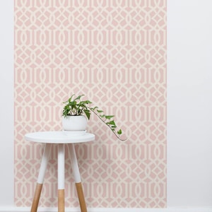 Revestimiento de pared con enrejado geométrico moderno / Rosa / Mural de papel pintado autoadhesivo o sin pegar / No tóxico imagen 1