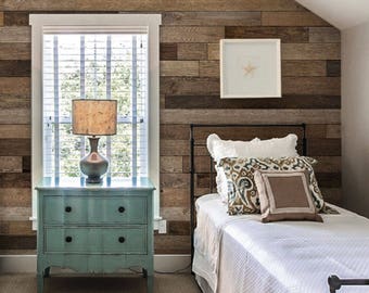 Reclaimed Wood Accent Mural Wallpaper, Brown Wood, Extra Large Wall Art, Peel and Stick Wall Mural