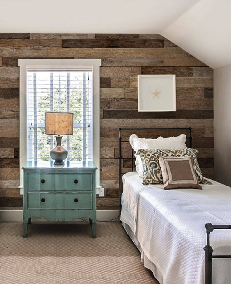 Extra Large Wall Art Brown Wood Peel and Stick Wall Poster Reclaimed Wood Accent Mural Wallpaper