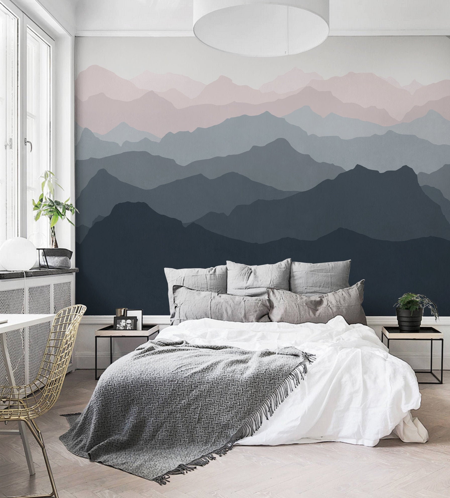 Colorful Foggy Mountain Forest View Wall Mural  Peel and Stick Wallpaper  6159  eBay