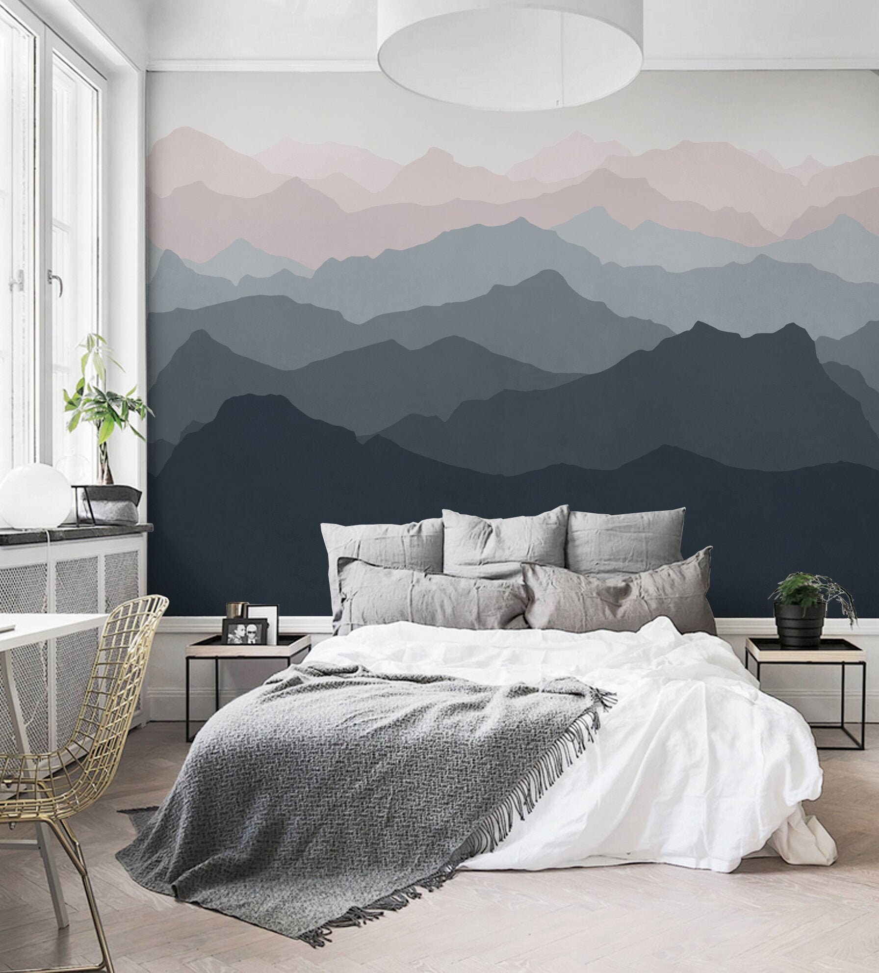 Colorful Foggy Mountain Forest View Wall Mural  Peel and Stick Wallpaper  6159  eBay