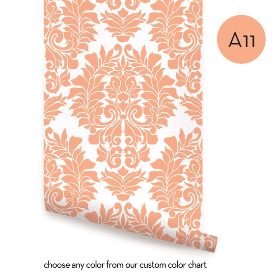 Damask Classic Wallpaper Custom Color Peel & Stick Fabric | Etsy