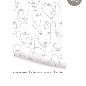 Minimalist Faces Line Art Custom Color   Wallpaper