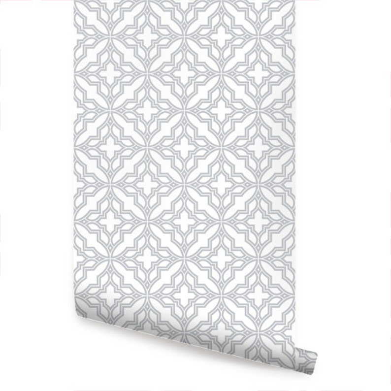 Diamond Flower Grey Peel & Stick Fabric Wallpaper Etsy