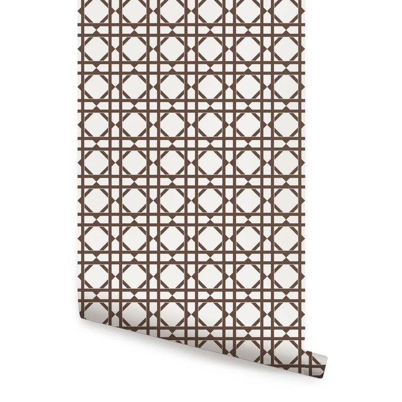 Geometric Brown Peel /& Stick Fabric Wallpaper Repositionable