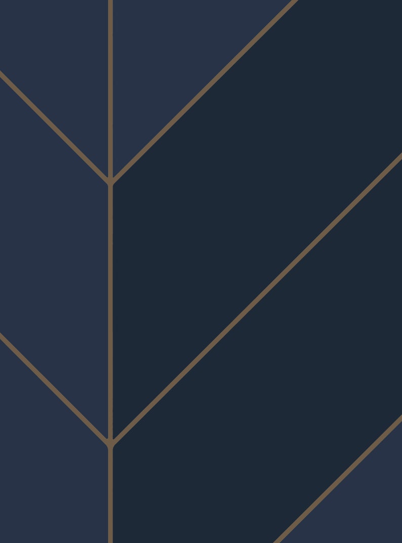 Gold Lines Chevron Wallpaper Navy Self Adhesive Fabric Etsy