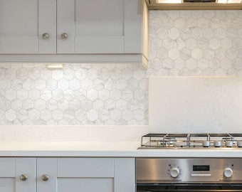 Hexagon Marble, Copper Gold,   Peel and Stick Backsplash Wallpaper
