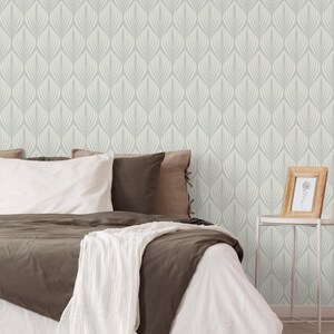Elegant Modern Leaves Wall Covering | Sage | Peel and Stick or Unpasted Wallpaper Mural | Non-toxic