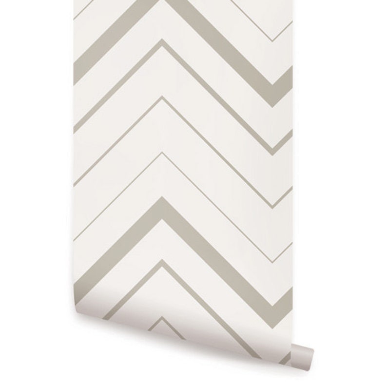 Chevron Bold Grey Peel &amp; Stick Fabric Wallpaper