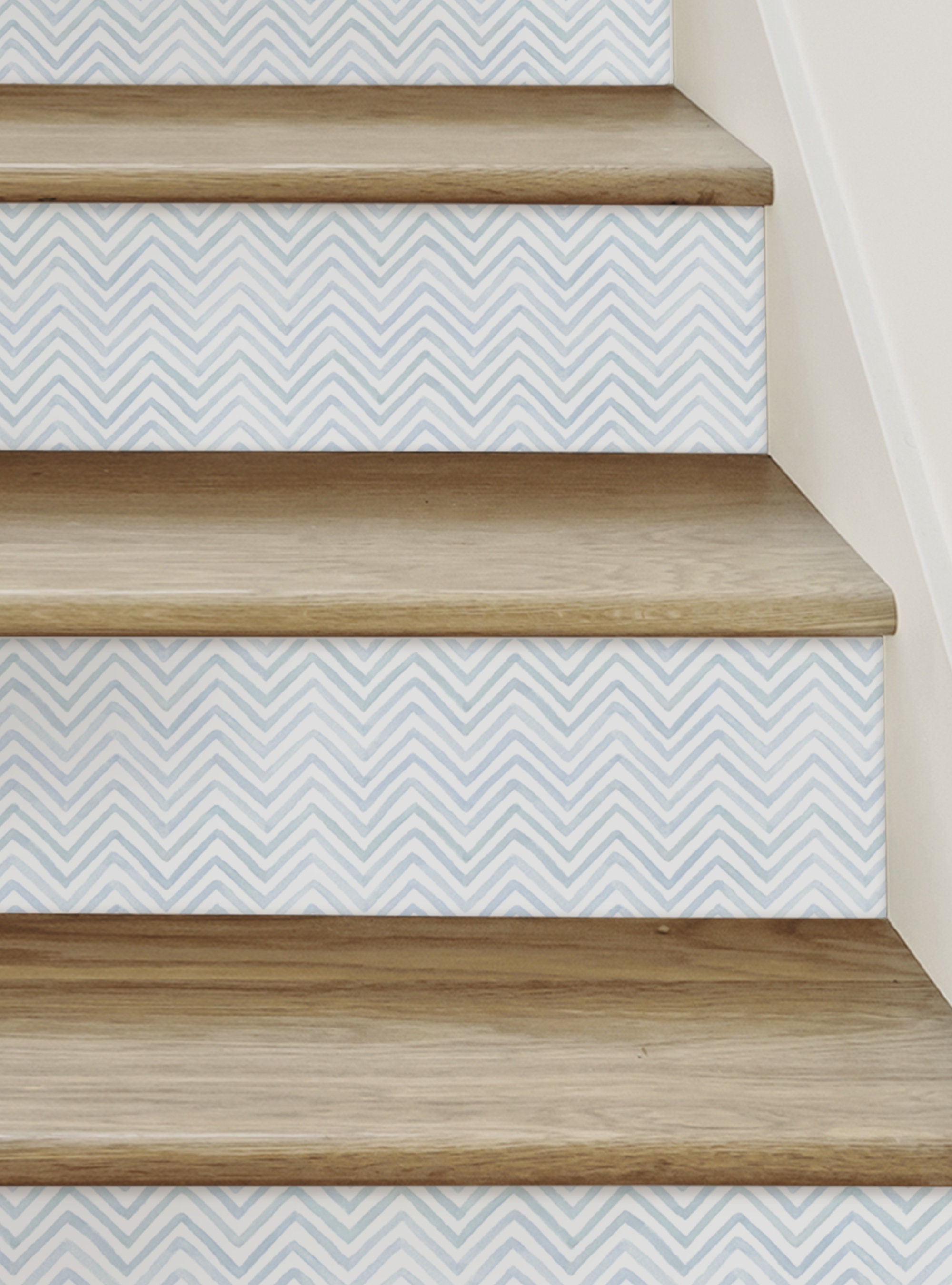 Watercolor Chevron, Slate Blue, Vinyl Peel and Stick Stair Riser Strip ...