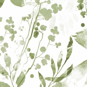 Watercolor Foliage Wall Covering | Green | Peel and Stick or Unpasted Wallpaper Mural | Non-toxic image 4