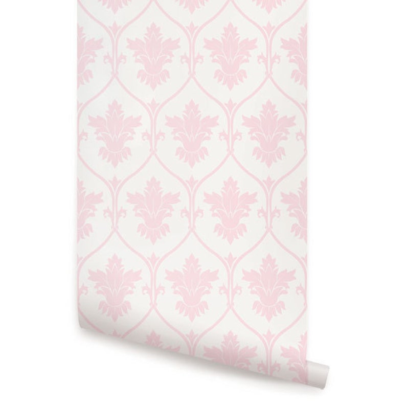 Damask Pink Peel & Stick Fabric Wallpaper Repositionable | Etsy