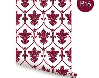 Damask Wall Covering | Custom Color | Peel and Stick or Unpasted Wallpaper Mural | Non-toxic