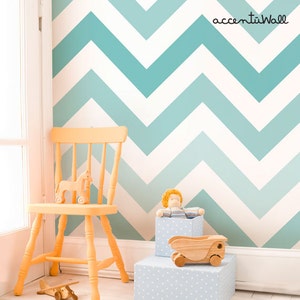 Chevron Teal Peel & Stick Fabric Wallpaper Repositionable | Etsy