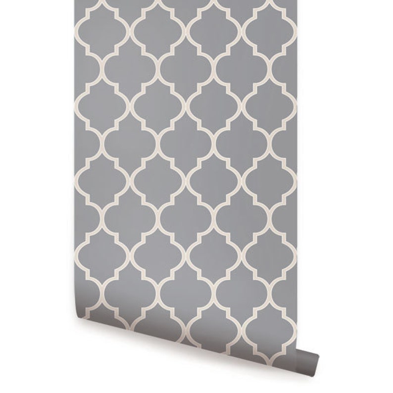 Moroccan Cool Dark Grey Peel & Stick Fabric Wallpaper Etsy