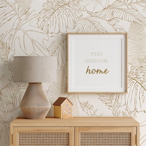 Hand Drawn Jungle Leaves, Gold,  Wall Mural