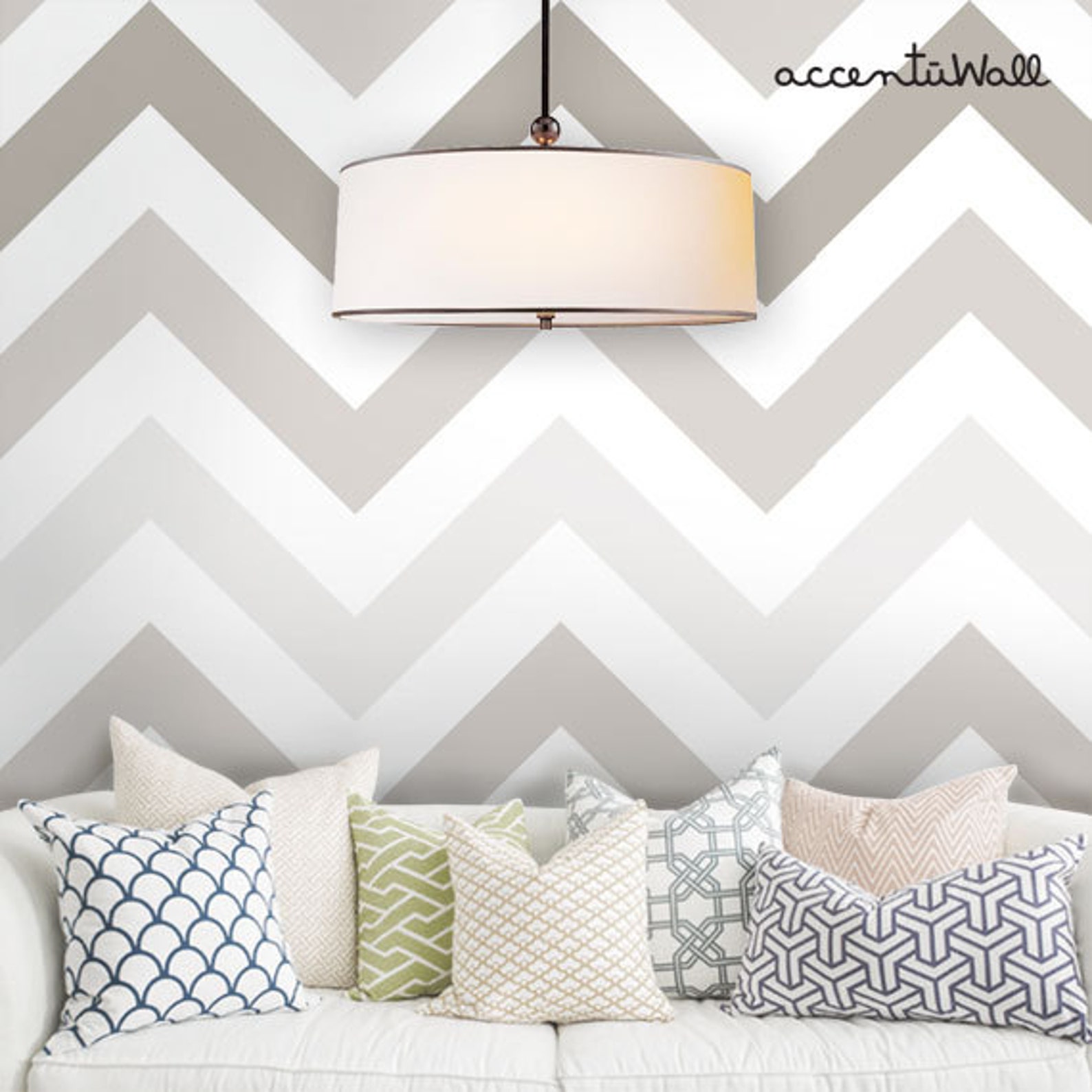 Chevron Warm Grey Peel & Stick Fabric Wallpaper Repositionable Etsy