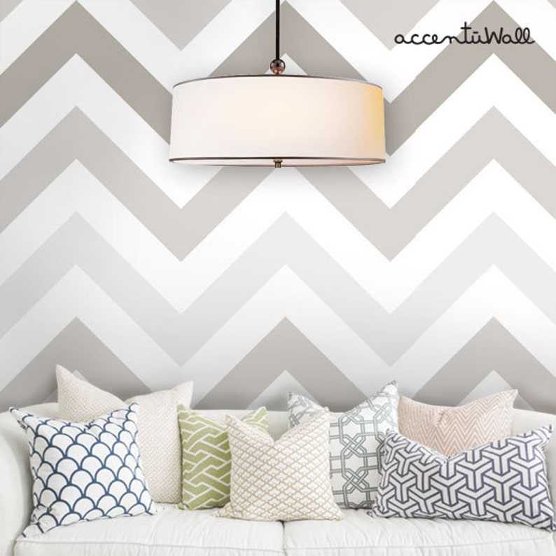 Chevron Warm Grey Peel & Stick Fabric Wallpaper Repositionable Etsy