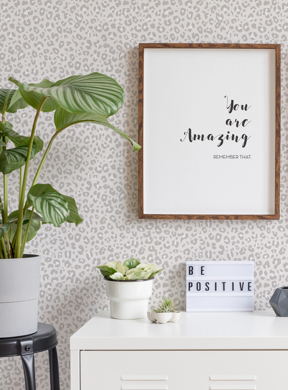 Animal Print Leopard Wallpaper Light Grey Self Adhesive Etsy