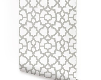 Trellis Light Grey Peel & Stick  Wallpaper Repositionable