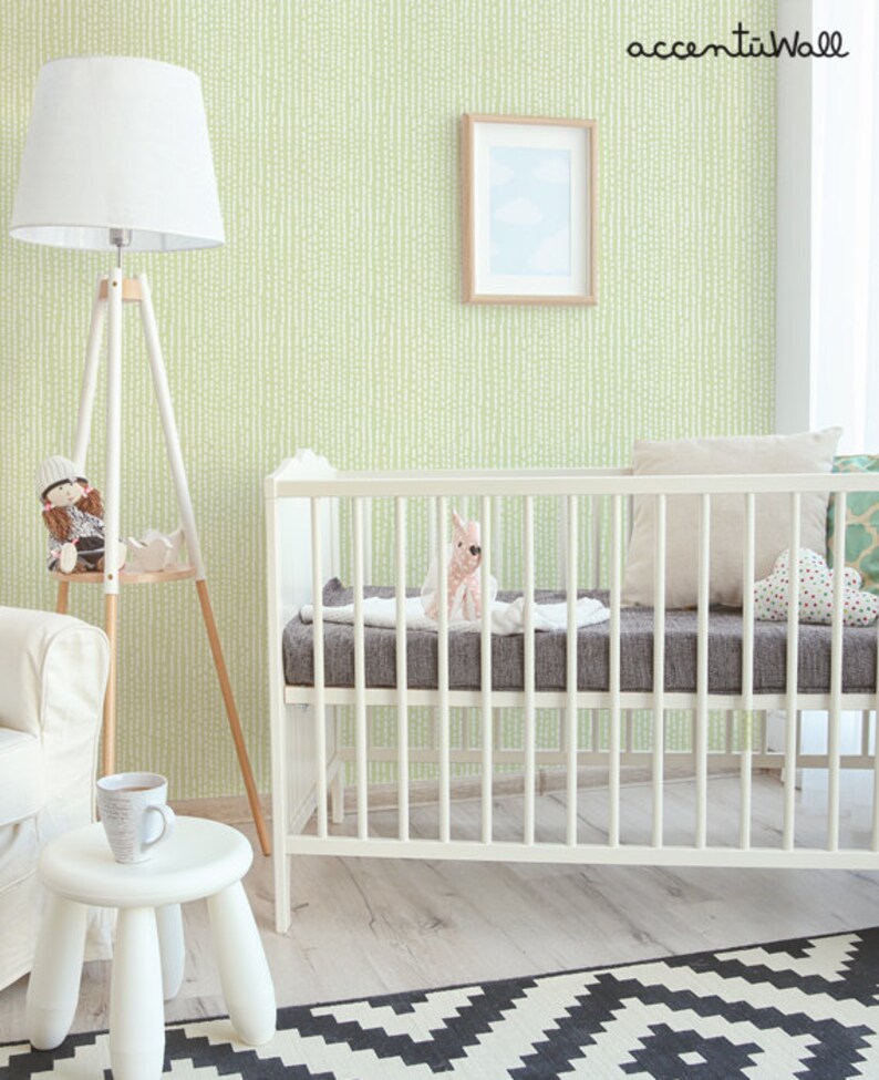 Line Art Key Lime Green Peel & Stick Fabric Wallpaper Etsy