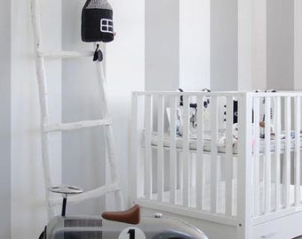 Vertical Bold Wall Covering | Grey White| Peel and Stick or Unpasted Wallpaper Mural | Non-toxic