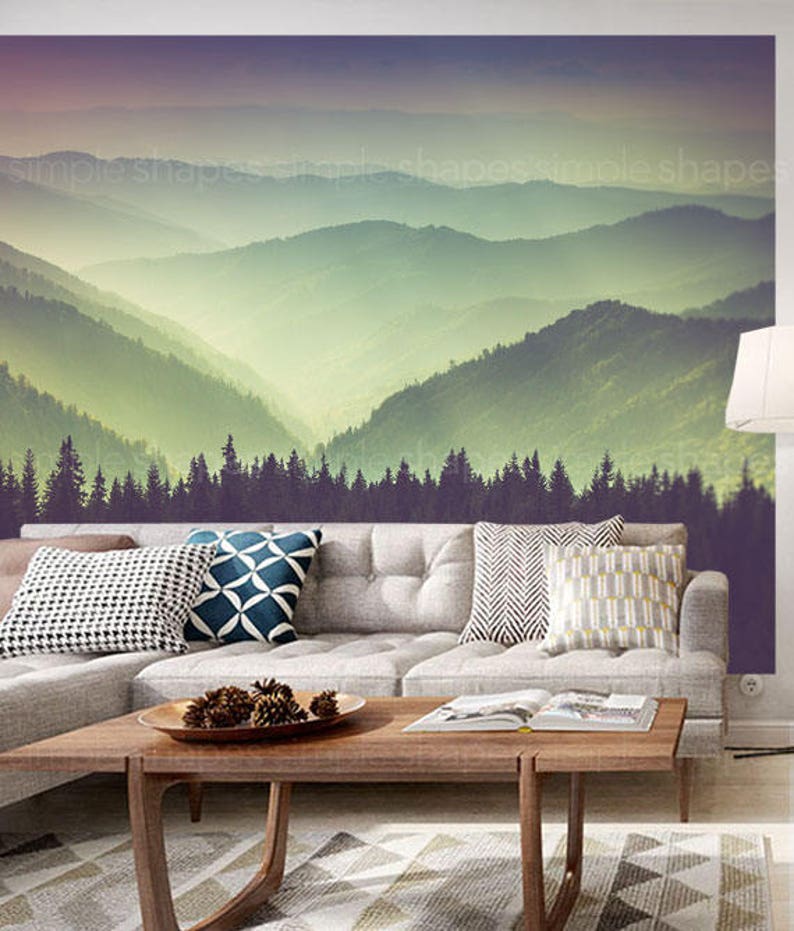 Mountain View Photograph, Peel and Stick Oversize Wall Poster, Large Wall Art, Nature Scene Poster, Wall Sticker, Wall Mural image 1