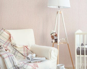 Line Art Wall Covering | Pale Pink | Peel and Stick or Unpasted Wallpaper Mural | Non-toxic