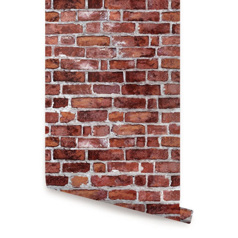 Red Brick Self Adhesive Fabric Wallpaper Repositionable Etsy