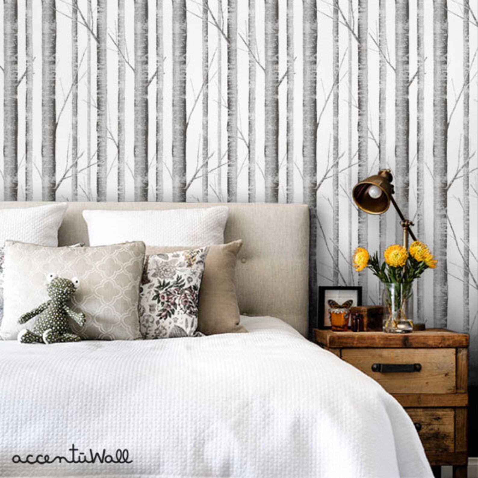 Peel and Stick Wallpaper Birch Tree Peel and Stick Wallpaper Etsy