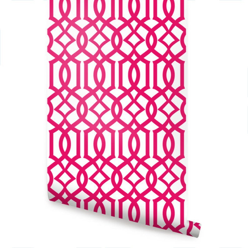 Modern Trellis Magenta Peel & Stick Fabric Wallpaper | Etsy