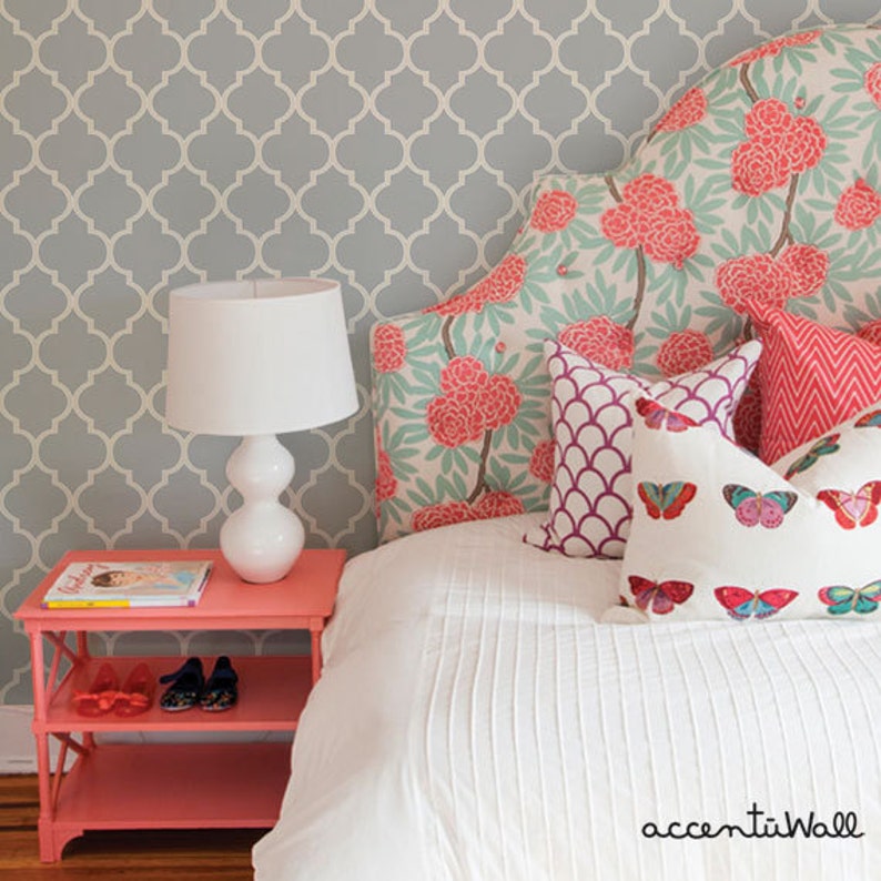 Moroccan Cool Light Grey Peel /& Stick Fabric Wallpaper Repositionable