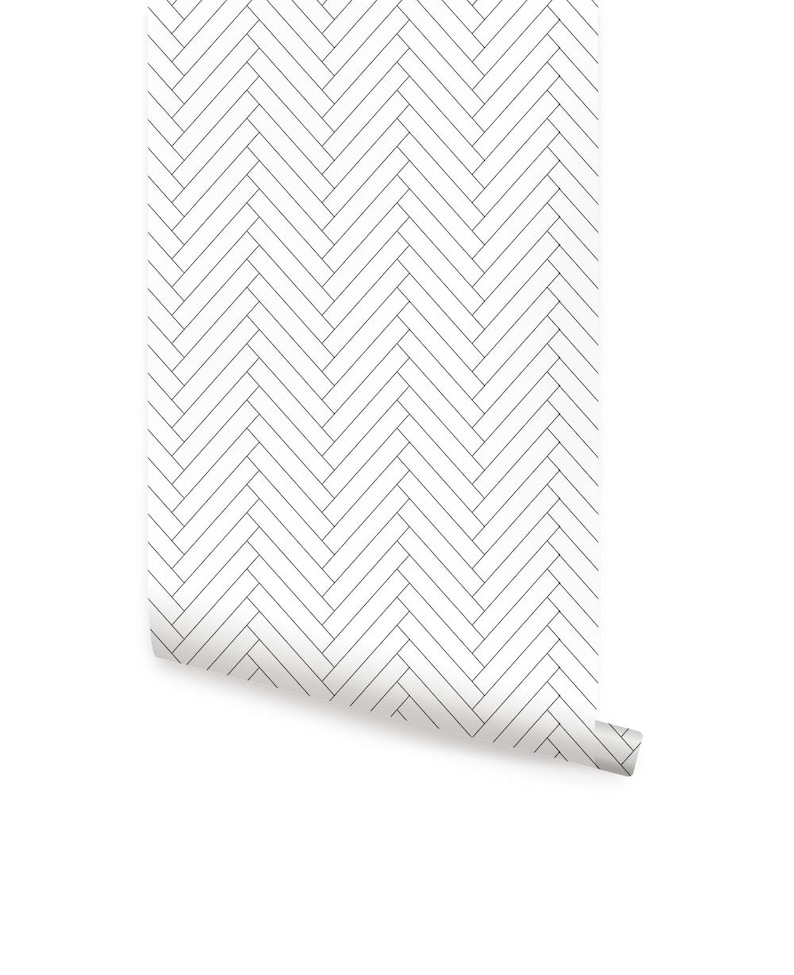 Herringbone Tile Pattern Peel & Stick Fabric Wallpaper Etsy