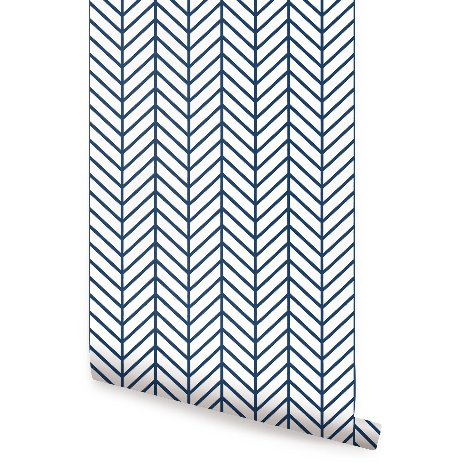 Herringbone Line Navy Peel & Stick Fabric Wallpaper Etsy