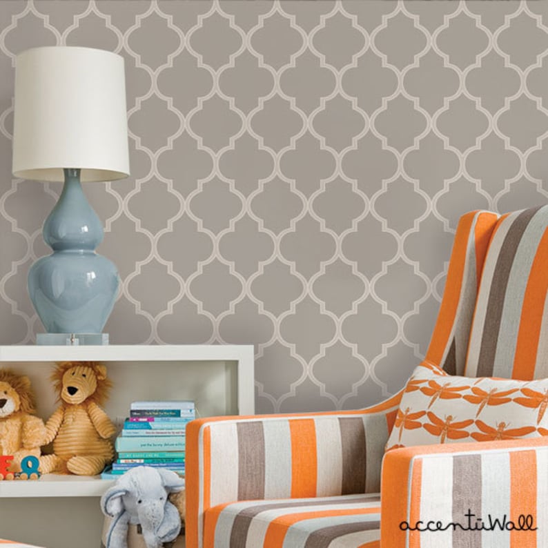 Moroccan Warm Grey Peel /& Stick Fabric Wallpaper Repositionable